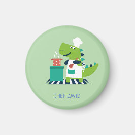 Dinosaur chef badge magnet