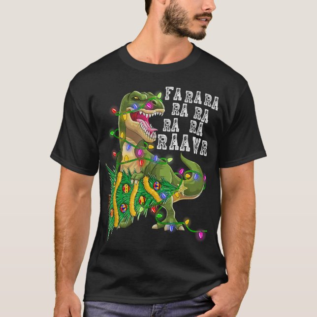 Dinosaur Christmas Fa Ra Rawr Tree Rex Boys Xmas G T-Shirt (Vorderseite)