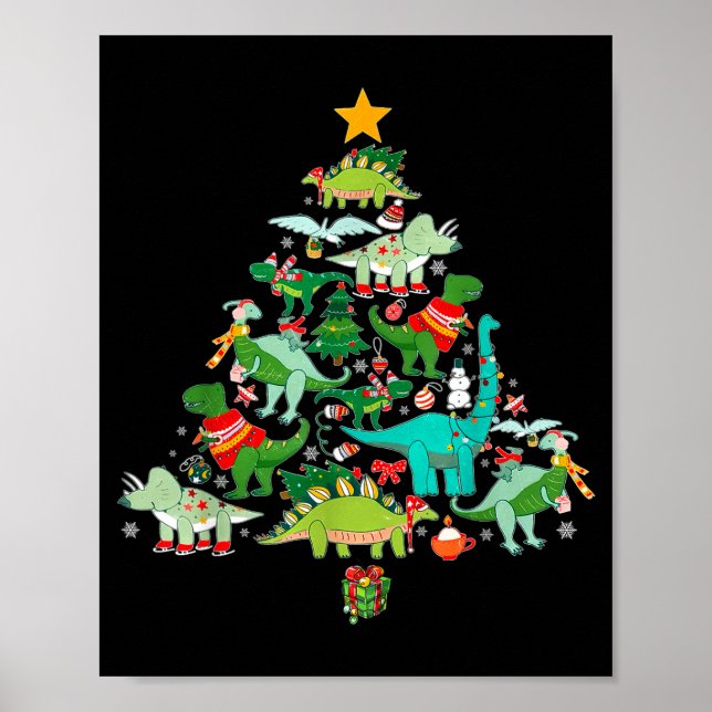 Dinosaur Christmas Funny Dino Holiday Boys Kids To Poster (Vorne)