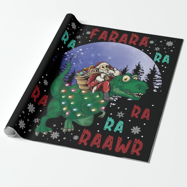 Dinosaur Christmas Geschenkpapier (Ungerollt)