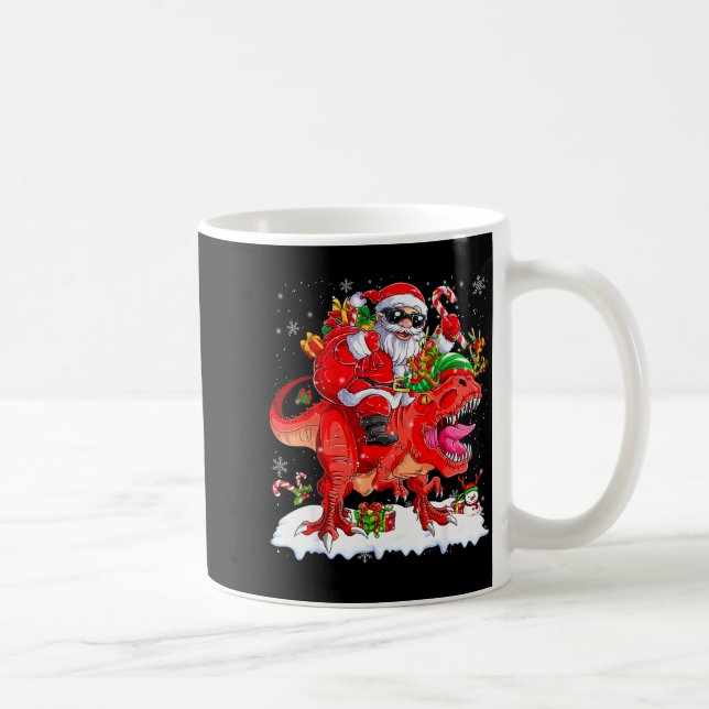 Dinosaur Christmas Lights Funny Men Boys Kids Xmas Kaffeetasse (Rechts)