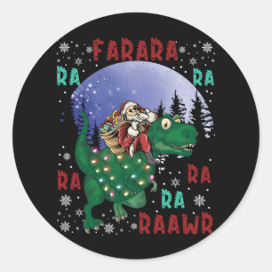 Dinosaur Christmas Runder Aufkleber