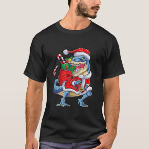 Dinosaur Christmas Santa Claus T Rex Boys Men Funn T-Shirt