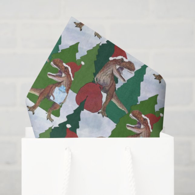 Dinosaur Christmas T-Rex Santa Seidenpapier (Geschenktüte)