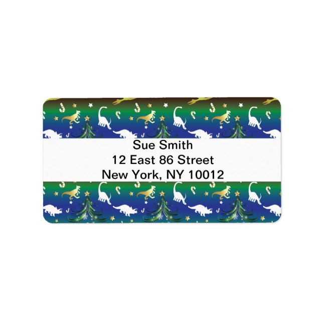 Dinosaur Christmas Tree Adressaufkleber (Vorne)