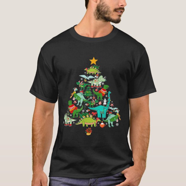 Dinosaur Christmas Tree I Believe In Santa And Din T-Shirt (Vorderseite)