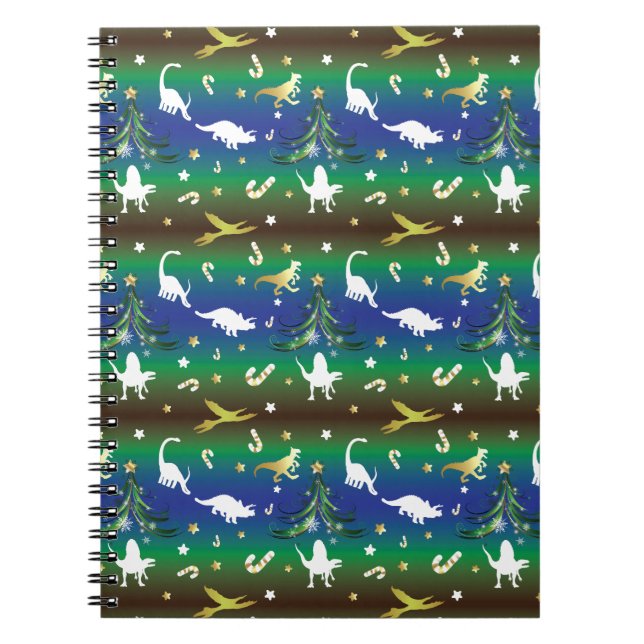 Dinosaur Christmas Tree Notizblock (Vorderseite)