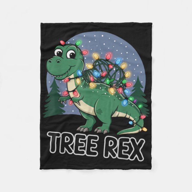 Dinosaur Christmas Tree Rex Pajamas Men Boys Xmas  Fleecedecke (Vorderseite)