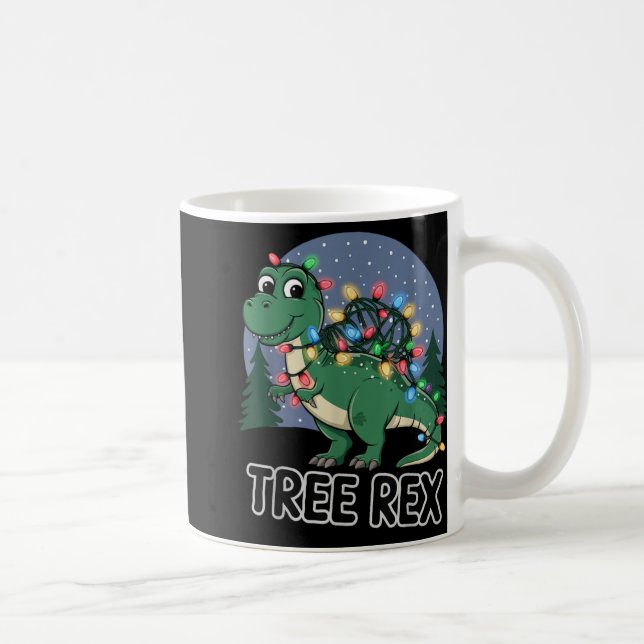 Dinosaur Christmas Tree Rex Pajamas Men Boys Xmas  Kaffeetasse (Rechts)