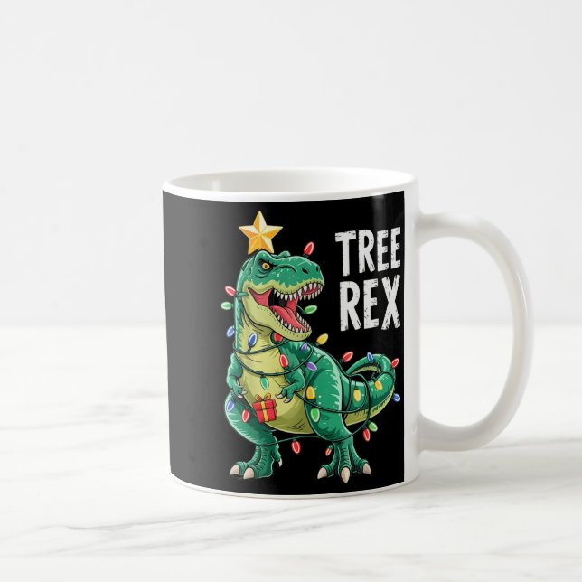 Dinosaur Christmas Tree Rex Pajamas Men Boys Xmas  Kaffeetasse (Rechts)
