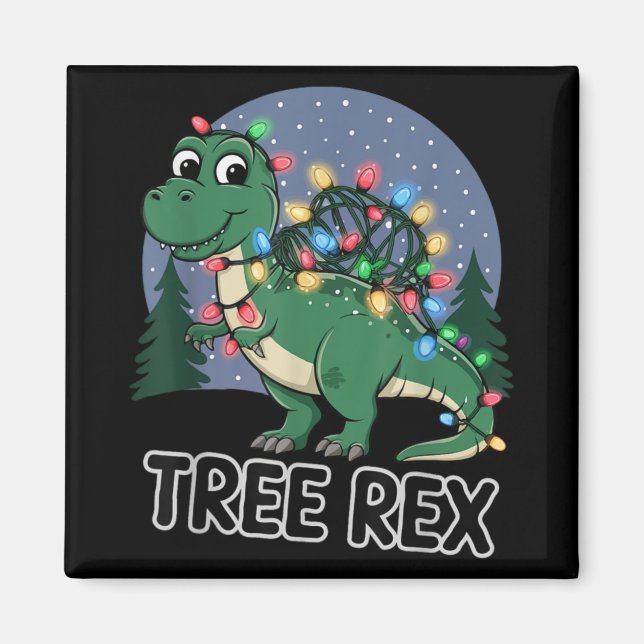Dinosaur Christmas Tree Rex Pajamas Men Boys Xmas  Magnet (Vorne)
