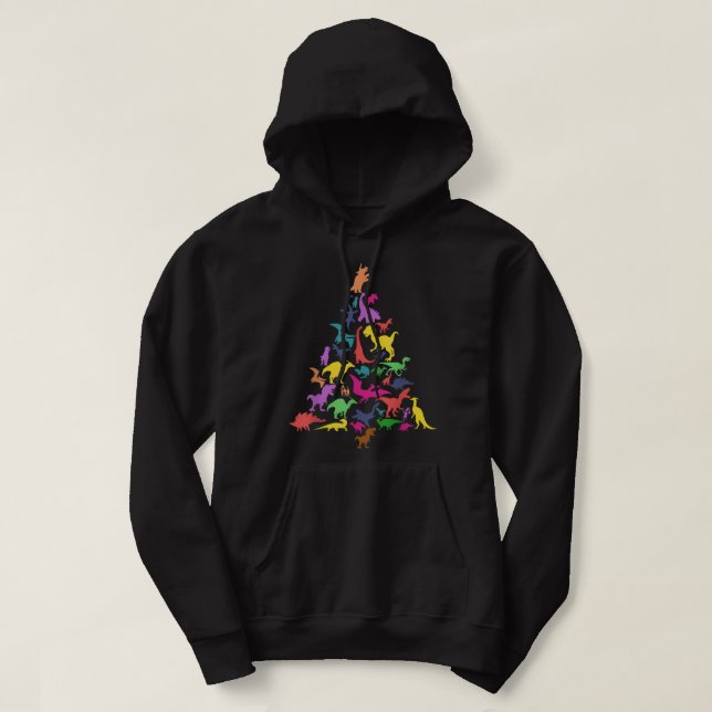 Dinosaur Christmas Tree T-Rex Idee Kinder und Dino Hoodie (Design vorne)