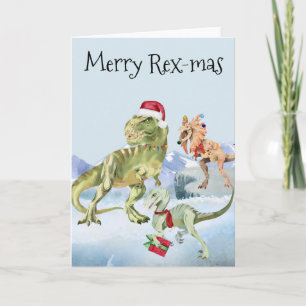 Dinosaur Christmas Tyrannosaur Raptor Merry Rex Karte