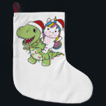 Dinosaur Christmas Unicorn Winter T-Rex Dino Großer Weihnachtsstrumpf<br><div class="desc">Die T-Rex mit einsamen Weihnachten mit Feenlicht. Die sonnigen Einhornfahrten mit Dinosauriern für die Ferien. Auch lustig für Weihnachten im Juli. Dinos sind niedliche Tiere und perfekt zu Weihnachten.</div>