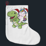Dinosaur Christmas Unicorn Winter T-Rex Dino Großer Weihnachtsstrumpf<br><div class="desc">Die T-Rex mit einsamen Weihnachten mit Feenlicht. Die sonnigen Einhornfahrten mit Dinosauriern für die Ferien. Auch lustig für Weihnachten im Juli. Dinos sind niedliche Tiere und perfekt zu Weihnachten.</div>