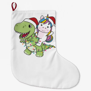 Dinosaur Christmas Unicorn Winter T-Rex Dino Großer Weihnachtsstrumpf