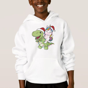 Dinosaur Christmas Unicorn Winter T-Rex Dino Hoodie
