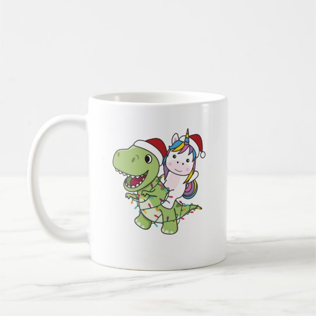 Dinosaur Christmas Unicorn Winter T-Rex Dino Kaffeetasse (Links)