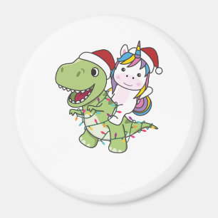 Dinosaur Christmas Unicorn Winter T-Rex Dino Magnet