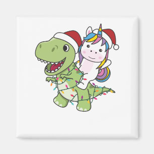 Dinosaur Christmas Unicorn Winter T-Rex Dino Magnet