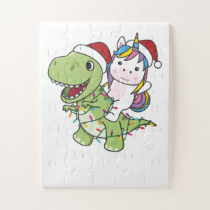 Dinosaur Christmas Unicorn Winter T-Rex Dino Puzzle