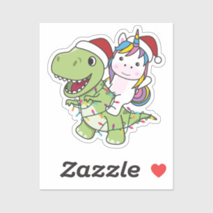 Dinosaur Christmas Unicorn Winter T-Rex Dino Stick Aufkleber