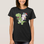 Dinosaur Christmas Unicorn Winter T-Rex Dino T-Shirt<br><div class="desc">Die T-Rex mit einsamen Weihnachten mit Feenlicht. Die sonnigen Einhornfahrten mit Dinosauriern für die Ferien. Auch lustig für Weihnachten im Juli. Dinos sind niedliche Tiere und perfekt zu Weihnachten.</div>