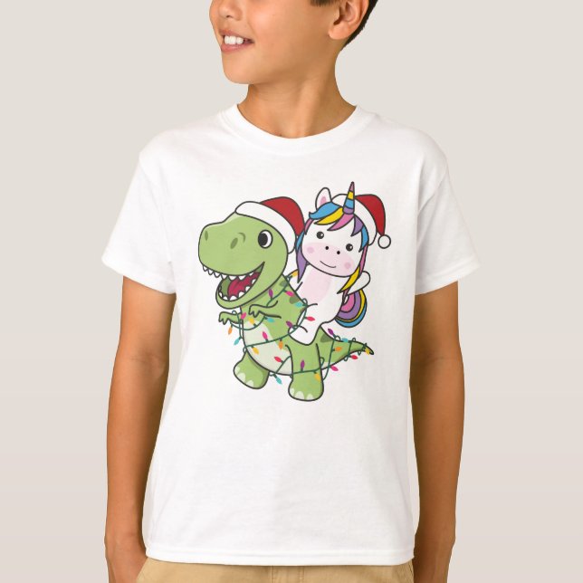 Dinosaur Christmas Unicorn Winter T-Rex Dino T-Shirt (Vorderseite)
