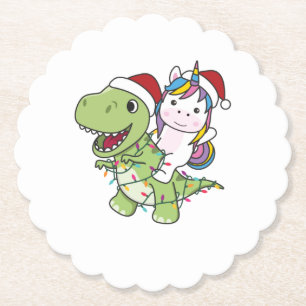 Dinosaur Christmas Unicorn Winter T-Rex Dino Untersetzer