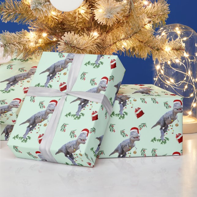 Dinosaur Christmas Wrapping Paper Roll Geschenkpapier (Feiertage)