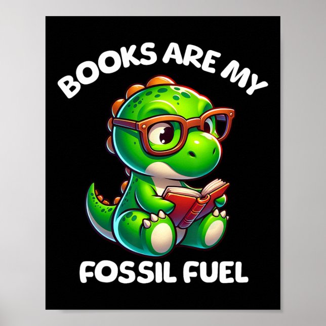 Dinosaur Ck To School Reading Books Funny Quote  Poster (Vorne)