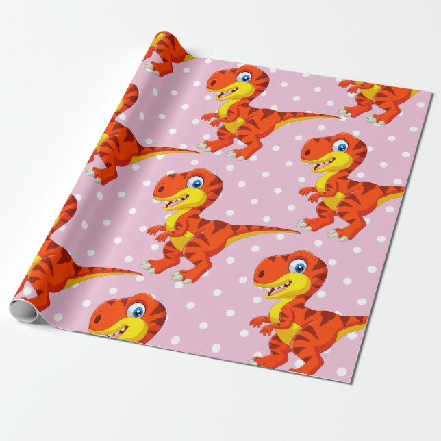 Dinosaur Cool T Rex Girl Geschenkpapier (Ungerollt)