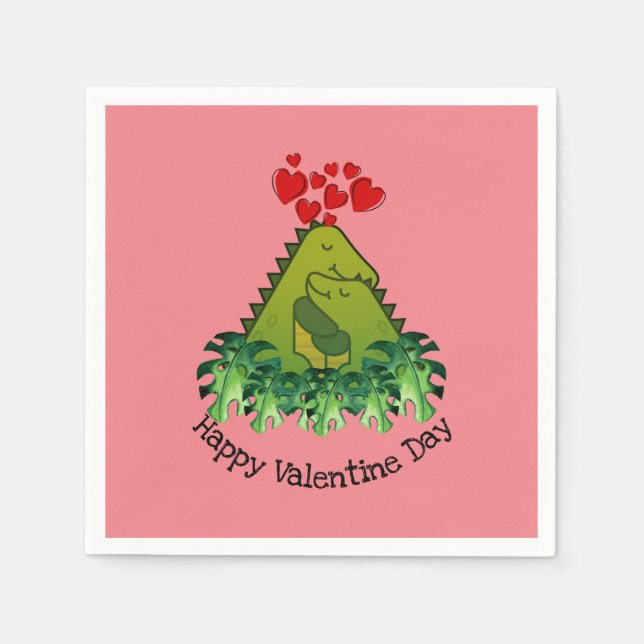 Dinosaur Couple Paper Napkin Serviette (Vorderseite)