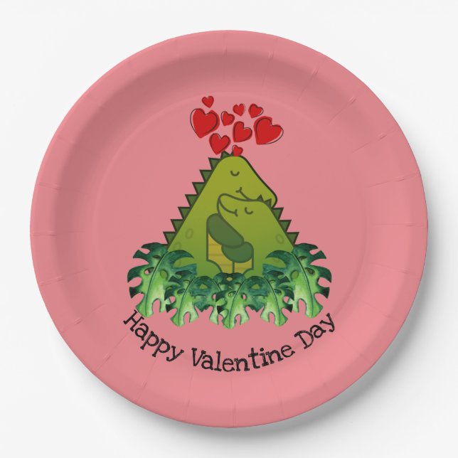 Dinosaur Couple Paper Plate Pappteller (Vorderseite)