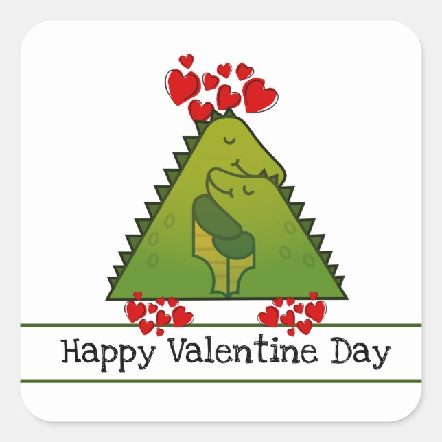 Dinosaur Couple Valentine Sticker (Vorderseite)
