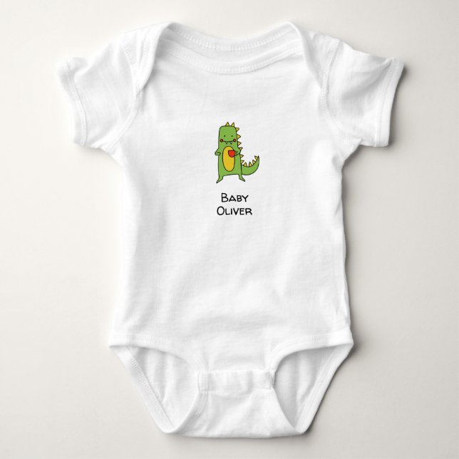 dinosaur customised baby boy baby grow strampler (Vorderseite)