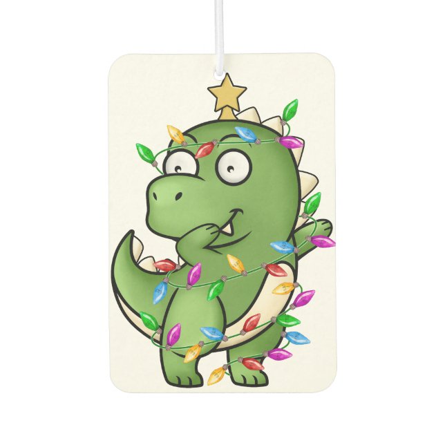 Dinosaur dab tanzt zu seinem liebsten Weihnachtsso Autolufterfrischer (Vorderseite)