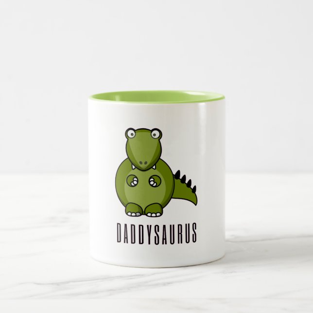 Dinosaur Daddysaurus Daddy Vathers Day Familienges Zweifarbige Tasse (Mittel)