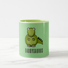 Dinosaur Daddysaurus Daddy Vathers Day Familienges Zweifarbige Tasse