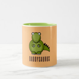 Dinosaur Daddysaurus Daddy Vathers Day Familienges Zweifarbige Tasse