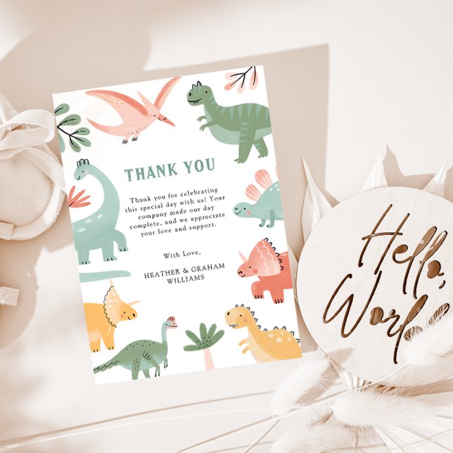 Dinosaur Danke, Card Dankeskarte (Dinosaur Baby Shower Thank You Card by Painted Paperie
)
