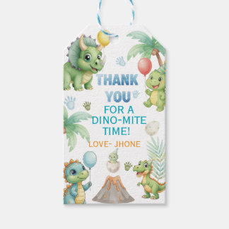 Dinosaur Danke-Tag mit Malaktivität - Di Geschenkanhänger