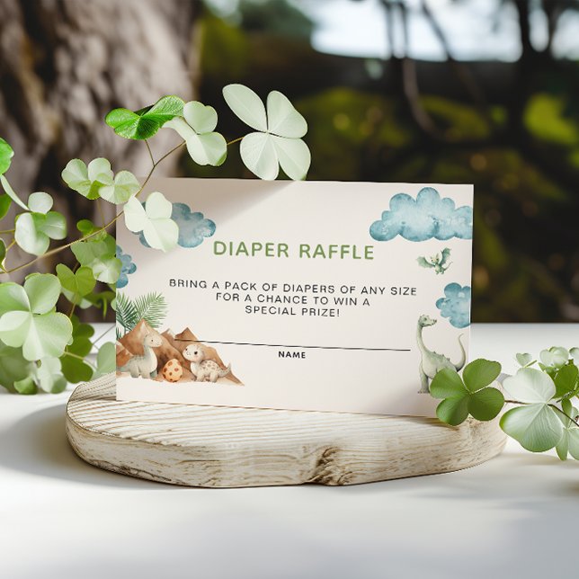 Dinosaur Diaper Raffle Baby Dusche Begleitkarte (Von Creator hochgeladen)
