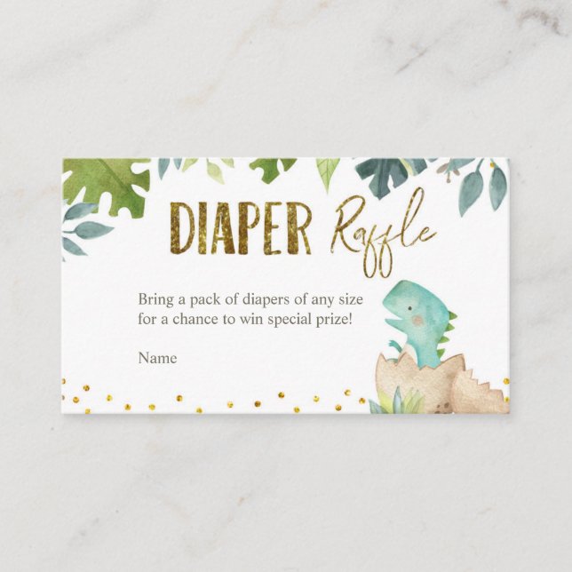 Dinosaur Diaper Raffle Card Begleitkarte (Vorderseite)