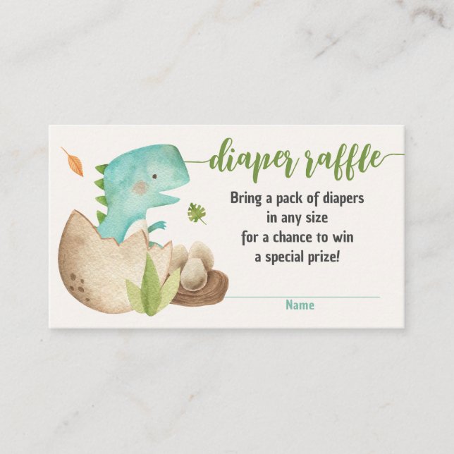 Dinosaur Diaper Raffle Tickets TRex Baby Shower Begleitkarte (Vorderseite)