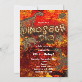 Dinosaur Dig Red Rock Fossils Geburtstagseinladung Einladung