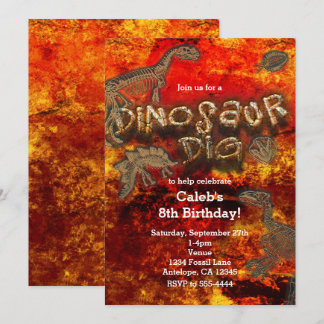 Dinosaur Dig Red Rock Fossils Geburtstagseinladung Einladung