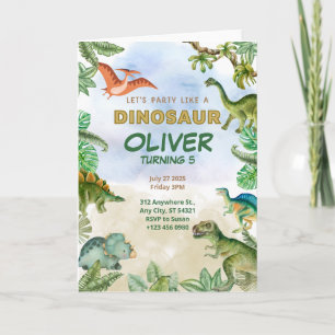 Dinosaur Dino 5. Geburtstagseinladung Faltekarte Einladung
