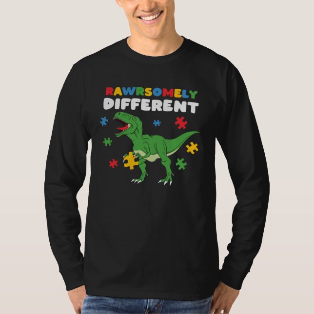 Dinosaur Dino Autism Child Awareness Choose Kindne T-Shirt (Vorderseite)