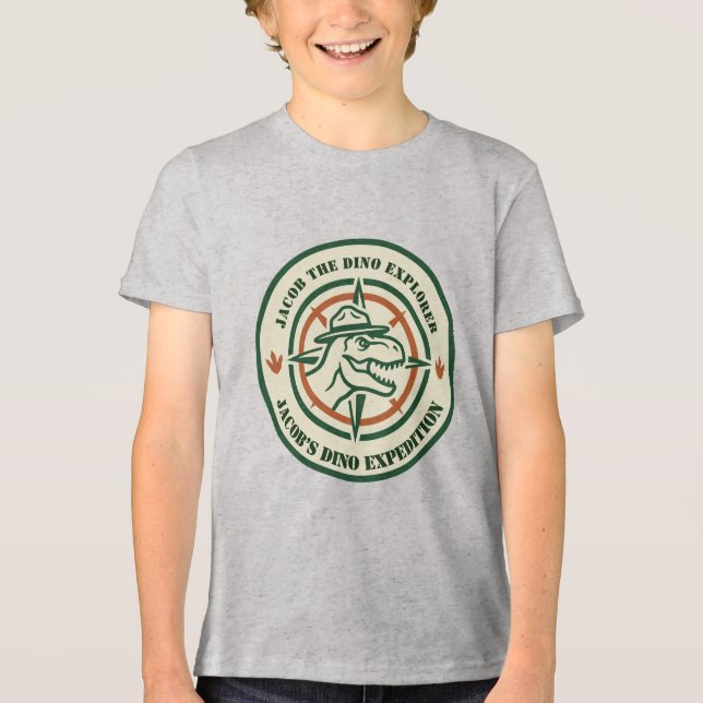Dinosaur Dino Entdecker Tri-Blend Shirt (Vorderseite)